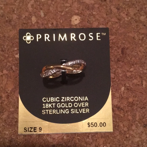 Ring Cubic Zirconia 18k Gold over Sterling Silver - Picture 2 of 4